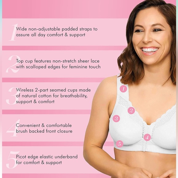 Exquisite Form Fully Wireless White Cotton Back & Posture Support Bra - Picture 5 of 6